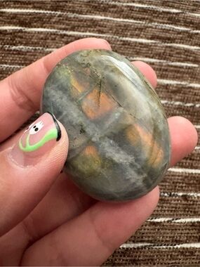 Polished sunset Labradorite palm Stone